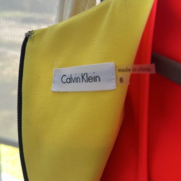 Calvin Klein Geometric Color Block Navy Yellow and Gray Formal Dress - Picture 5 of 5